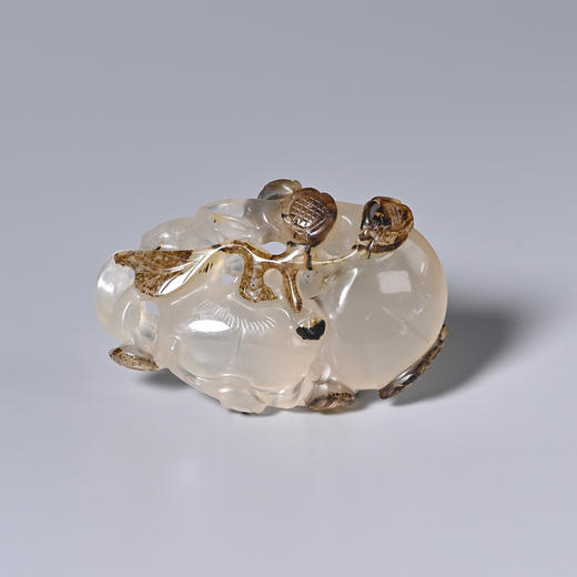 清代冰糖玛瑙俏色“福寿双全”立体圆雕 商品图1