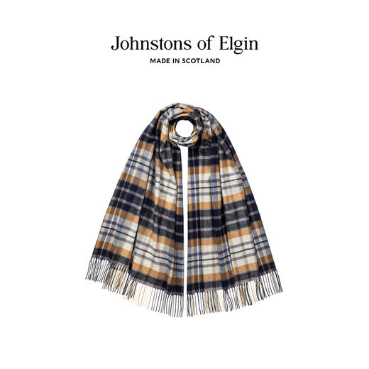 Johnstons of Elgin经典纯羊绒披肩 格纹 商品图5