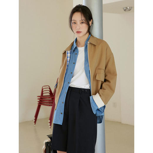 Even Vintage | 校园复古风 原创设计经典百搭撞色格纹夹克外套女 商品图3