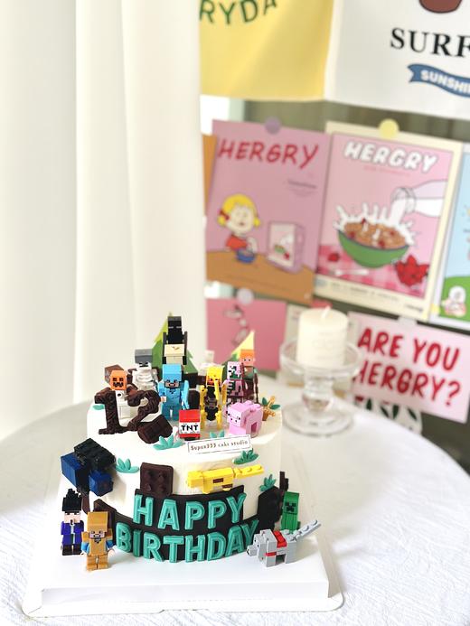 6-8寸  我的世界2-积木乐高蛋糕、 商品图0