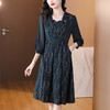 DD-印花字母连衣裙女2023秋季新款时尚洋气方领拼接胖MM显瘦中长裙潮 商品缩略图2