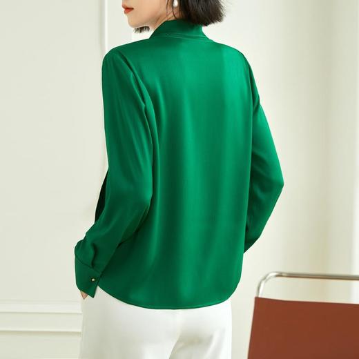 百姿 蝴蝶结衬衫女2023春季新款时尚女装都市通勤OL纯色长袖上衣女 商品图3