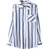 百姿 条纹薄款衬衫女2023夏季新款韩版宽松通勤小众开衫长袖衬衣 商品缩略图4