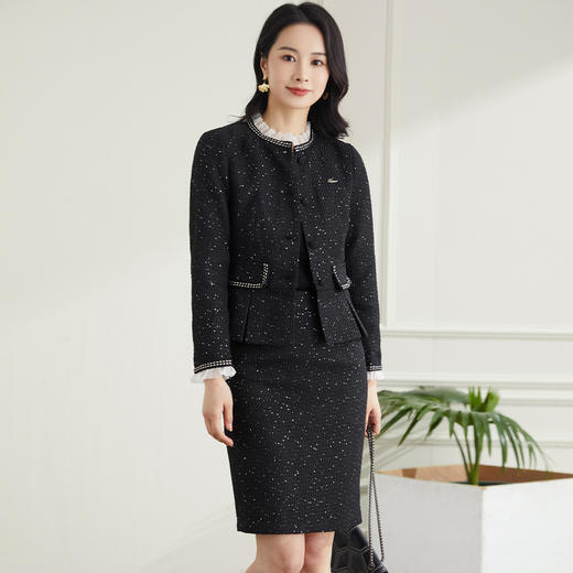 【上衣+裙子】罗蒙小香风名媛女式套装优雅气质休闲舒适两件套女 商品图3