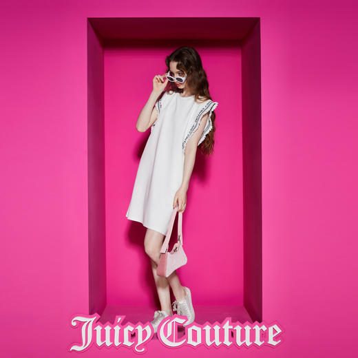 JUICY COUTURE 橘滋【春夏新品】白日梦境logo提花木耳边阔肩连衣裙【均有瑕疵 ，介意慎拍】 商品图1