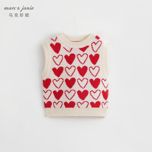 马克珍妮秋装新款 女童柔蓝绒爱心提花针织背心马甲231965 商品图0
