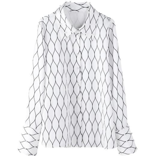 百姿 喇叭袖衬衫女2023秋季新款品牌女装减龄漂亮洋气小衫钉珠衬衣 商品图4