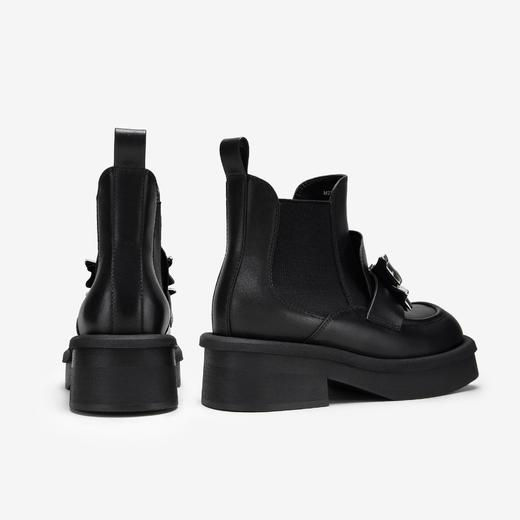 MIO米奥冬季圆头中跟靴子酷飒显高厚底金属蝴蝶烟筒靴女M235627306 商品图6