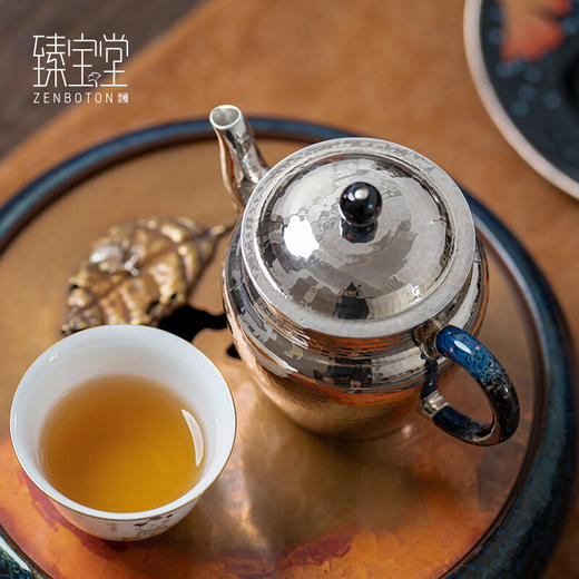 臻宝堂-汲直壶纯银泡茶壶纯手工锤纹(规矩锤纹)200ml（样品） 商品图2
