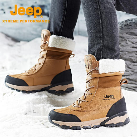 Jeep吉普2023款秋冬新品雪地靴男户外登山鞋女防滑耐磨高帮徒步鞋 P2310911605 男款 P2310811621女款 商品图8