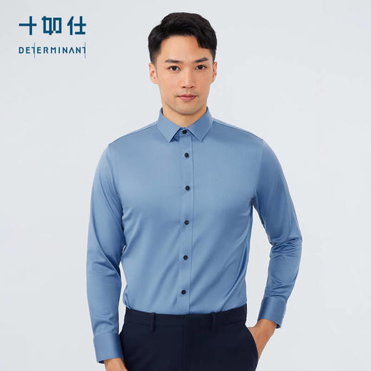 十如仕小方领弹力提花免烫长袖衬衫-303-01 商品图10