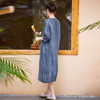 HM-S298秋季原创新款慵懒水洗亚麻做皱须边文艺连衣裙宽松复古袍子七分袖 商品缩略图3