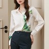 百姿 抽象印花翻领衬衫女2023秋季新款直筒暗门襟长袖衬衣231242 商品缩略图2