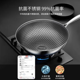 VELOSAN温仑山鹅卵石不粘锅不锈钢炒锅304铁锅蜂窝炒菜锅燃气炒锅不粘锅【伊藤优选302401】