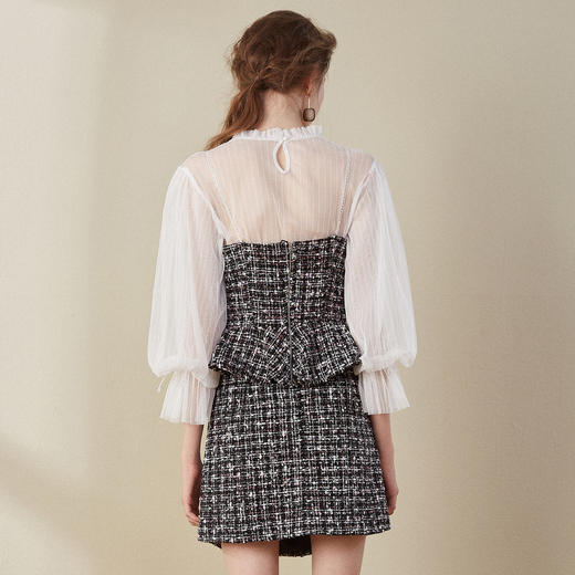 欧芮儿2018秋装荷叶边吊带上衣毛呢半身裙女短裙时尚套装裙 商品图1