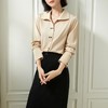 百姿 长袖衬衫女20022秋装新款气质纯色开衫翻领衬衫袖直筒上衣女 商品缩略图1