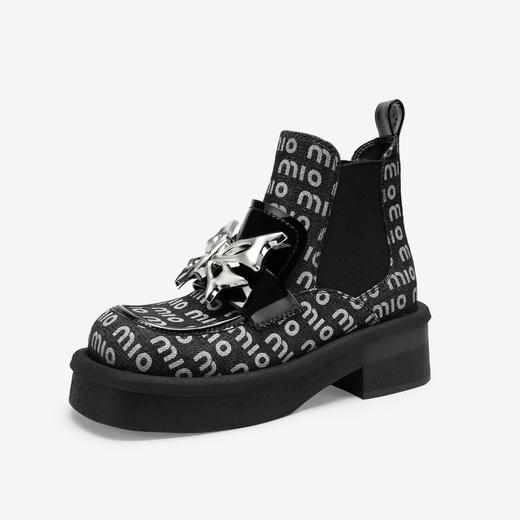 MIO米奥冬季圆头中跟靴子酷飒显高厚底金属蝴蝶烟筒靴女M235627306 商品图1