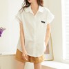 百姿 纯棉拼接短袖衬衫2023春夏新款韩版简约百搭小个子通勤小衫 商品缩略图1