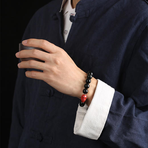 【灵机吉品】黑曜石貔貅手链 商品图3
