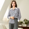 百姿 竖纹长袖衬衫2023秋季新款都市翻领单排扣纯棉直筒衬衣女 商品缩略图3