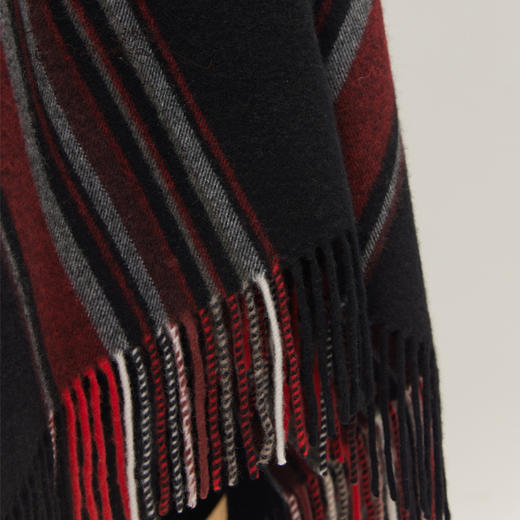 羊绒条纹相间流苏披肩SJF95P513W 商品图4