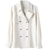 百姿 双排扣衬衫2023秋季新款纯色西装领时尚长袖上衣女231005 商品缩略图4