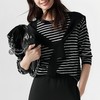 早秋款韩版两件套条纹长袖针织衫女带披肩宽松上衣小众设计感百搭 商品缩略图0