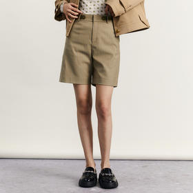 谜底短裤女2023秋季新款复古时尚百搭高腰绅士风直筒裤233MK1056
