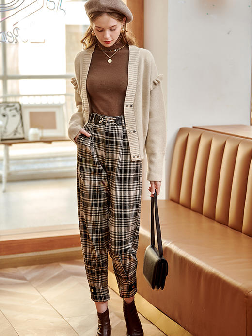 欧芮儿毛衣开衫女外套2021春季新款宽松慵懒风双排扣时尚气质ing 商品图1