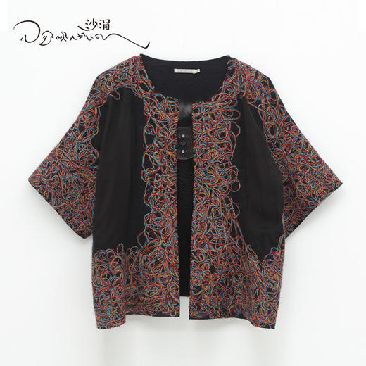 羊绒桑蚕丝手工涂鸦毛毡大衣SJF95W470W 商品图5