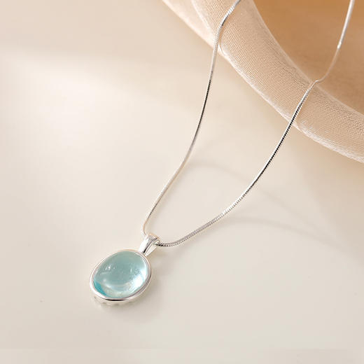 【海蓝月光】S925银椭圆月光石项链【JHY-N001266Y】 商品图2