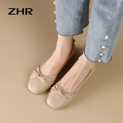 ZHR女鞋小香风浅口单鞋女ins百搭一脚蹬豆豆鞋时尚软底小皮鞋 商品图7