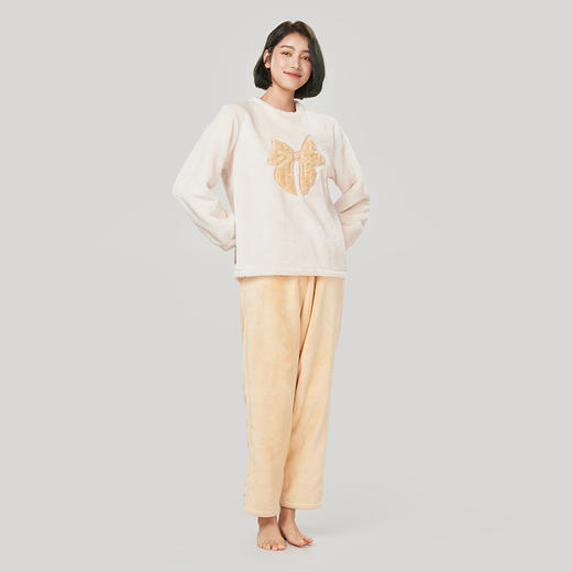 都市丽人眯雅佳长毛绒女士法兰绒厚款长袖长裤类家居服套装LH32H3 商品图1