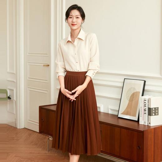 百姿 简约纯色衬衫2022年秋冬新品开衫翻领衬衣通勤风个性时尚上衣 商品图2