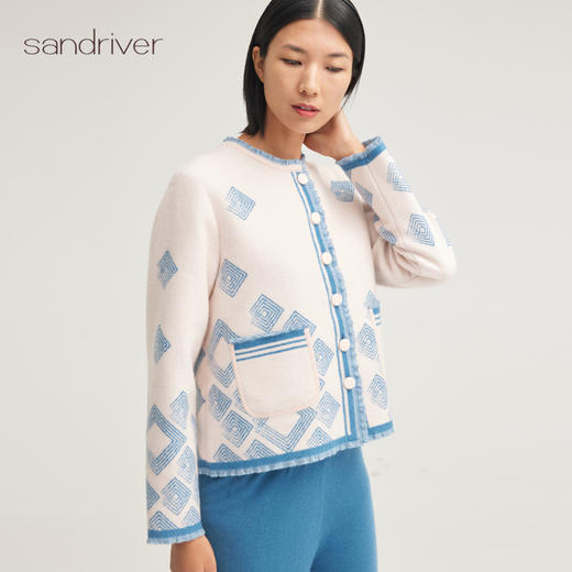 羊绒提花面料小香流苏外套SJF94W248K 商品图0