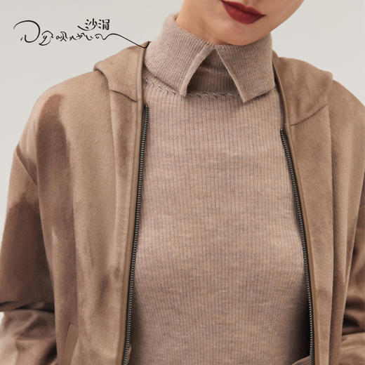 羊绒抽条翻领打底衫SJF95W449B 商品图0