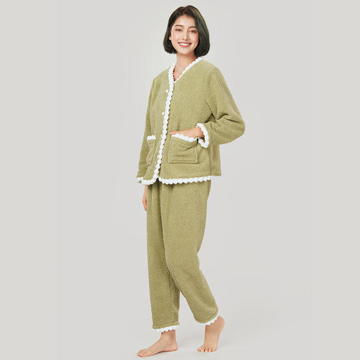 都市丽人生活家居女士睡衣米粒绒厚款长袖长裤类家居服套装LH31H8 商品图2