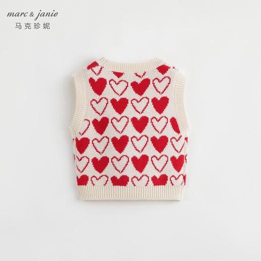 马克珍妮秋装新款 女童柔蓝绒爱心提花针织背心马甲231965 商品图1
