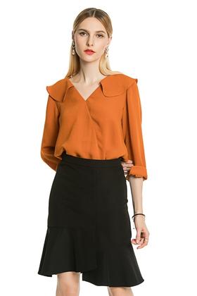 CENCH EDITION 简约棕色V领上衣 3693