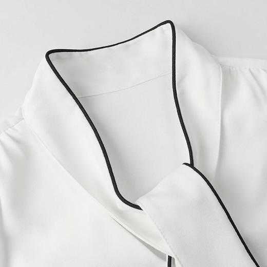 百姿 2023春季新款女装职业系带雪纺衬衫韩版修身长袖白色衬衣女 商品图2