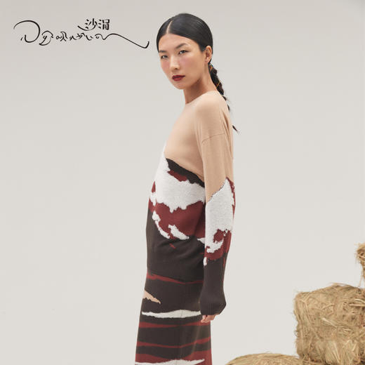 羊绒山峰提花圆领套衫 SJF95W293K 商品图6