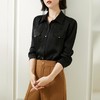 百姿 职业衬衫女长袖2023秋季新款纯色开衫大口袋气质通勤衬衣 商品缩略图2