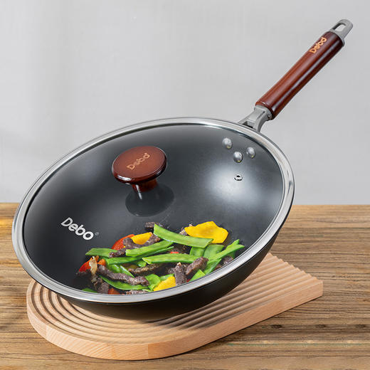 Debo德铂吉普森无涂层精铁炒锅炒锅家用炒菜锅 商品图0