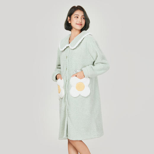 都市丽人生活家居女士睡衣长毛绒女士法兰绒睡裙厚款单件袍LH37A2 商品图2