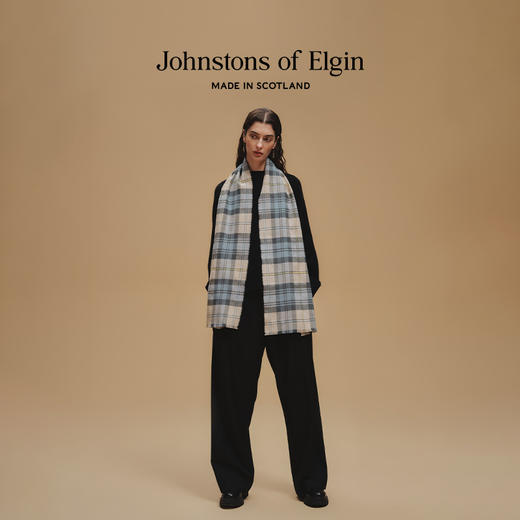 Johnstons of Elgin超细美利奴羊毛围巾 格纹 商品图1