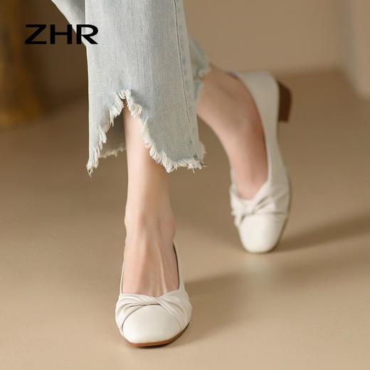 ZHR女鞋小香风浅口单鞋女ins百搭一脚蹬豆豆鞋时尚软底小皮鞋 商品图5