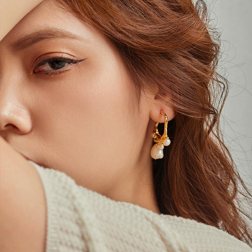 Manreya玛芮雅“仲夏葡萄藤”巴洛克珍珠耳环轻奢大气法式浪漫 商品图4