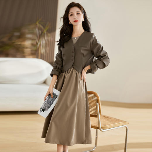 秋季新款，皮衣外套打底连衣裙两件套HR-MSB3032 商品图3