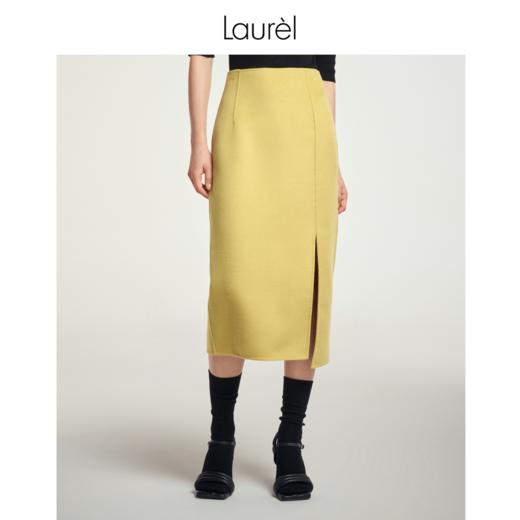 Laurel劳芮23秋冬 金盏黄开衩直身半裙 LWL343Q02900 商品图0