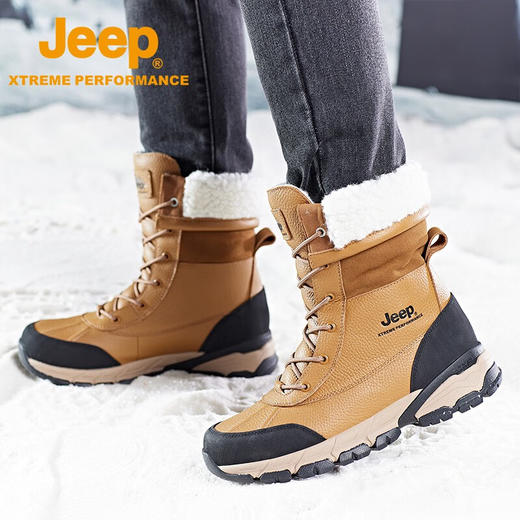 Jeep吉普2023款秋冬新品雪地靴男户外登山鞋女防滑耐磨高帮徒步鞋 P2310911605 男款 P2310811621女款 商品图5
